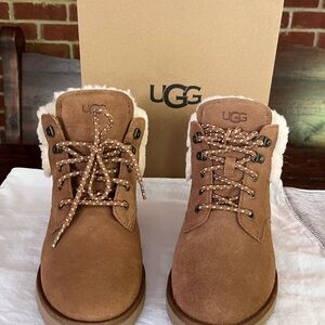 UGG Romely Heritage Lace Suede and Faix Shearling Booties